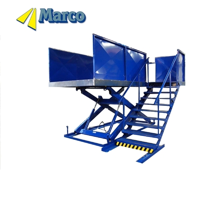 Mecanismo de elevación de tijeras Plataforma de trabajo hidráulica con capacidad de 1000 kg y escalera conectada